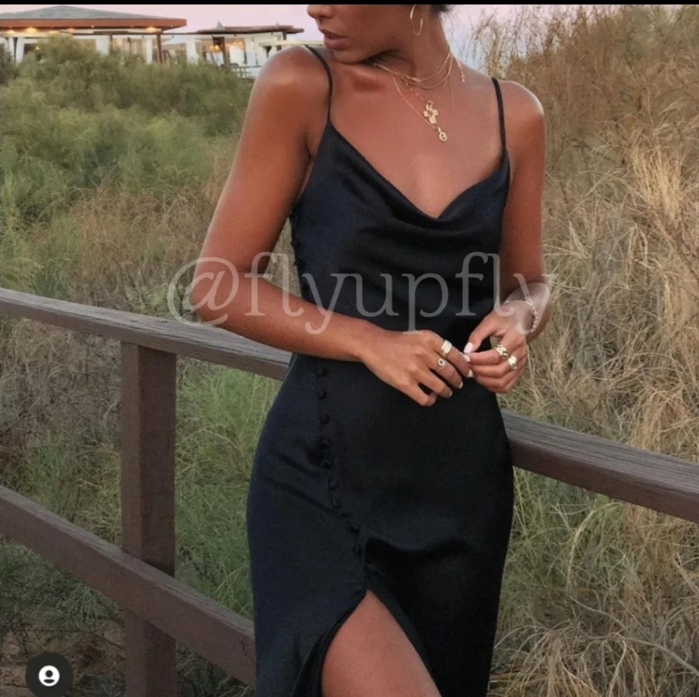 Zara * Satin Effect Slip Dress Black - Picture 3 of 7